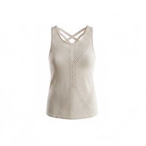 Lucky Brand Cream Knit Tank Top M Sleeveless Criss Cross Back Boho